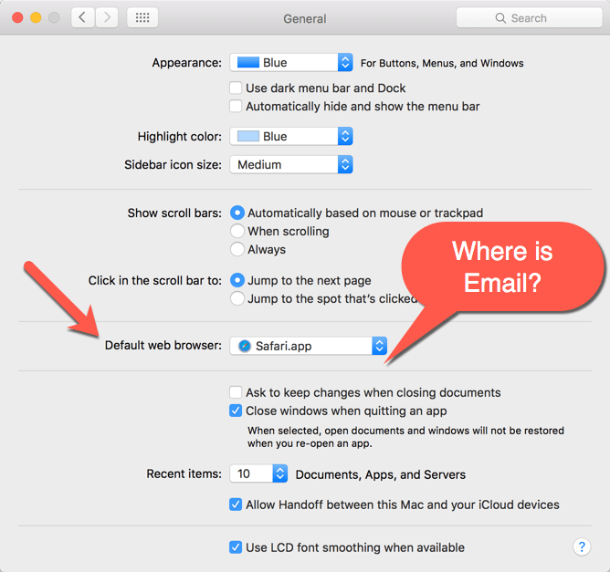 what is the default mail client for mac os:x